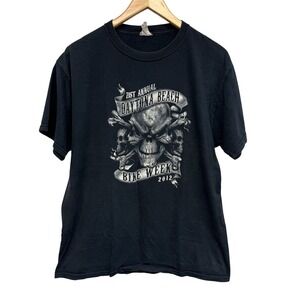 2012 Daytona Bike Week T-Shirt Double Sided Skulls‎ Black White Graphic Large